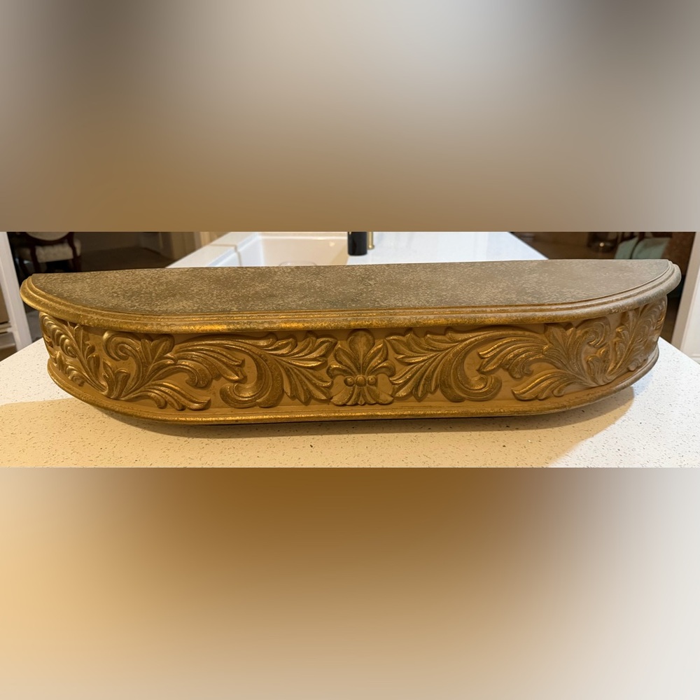 Vintage Gold Ornate Wall Shelf 34.5 - Homco Style Hollywood Regency Decor